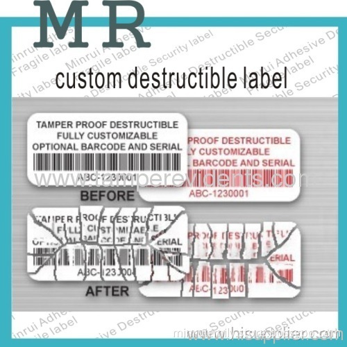 Destructible Vinyl Labels,tamper Proof Fragile Barcode Sticker With Serial Numbers,warranty Void If Removed Sticker 